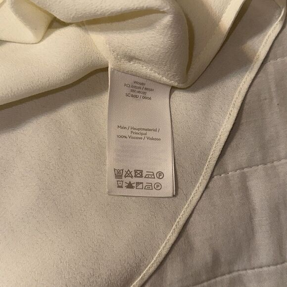 Boden 4P Ivory Yoke Collar Button Front Lace Eyelet Inset Long Sleeve Blouse - Picture 13 of 16